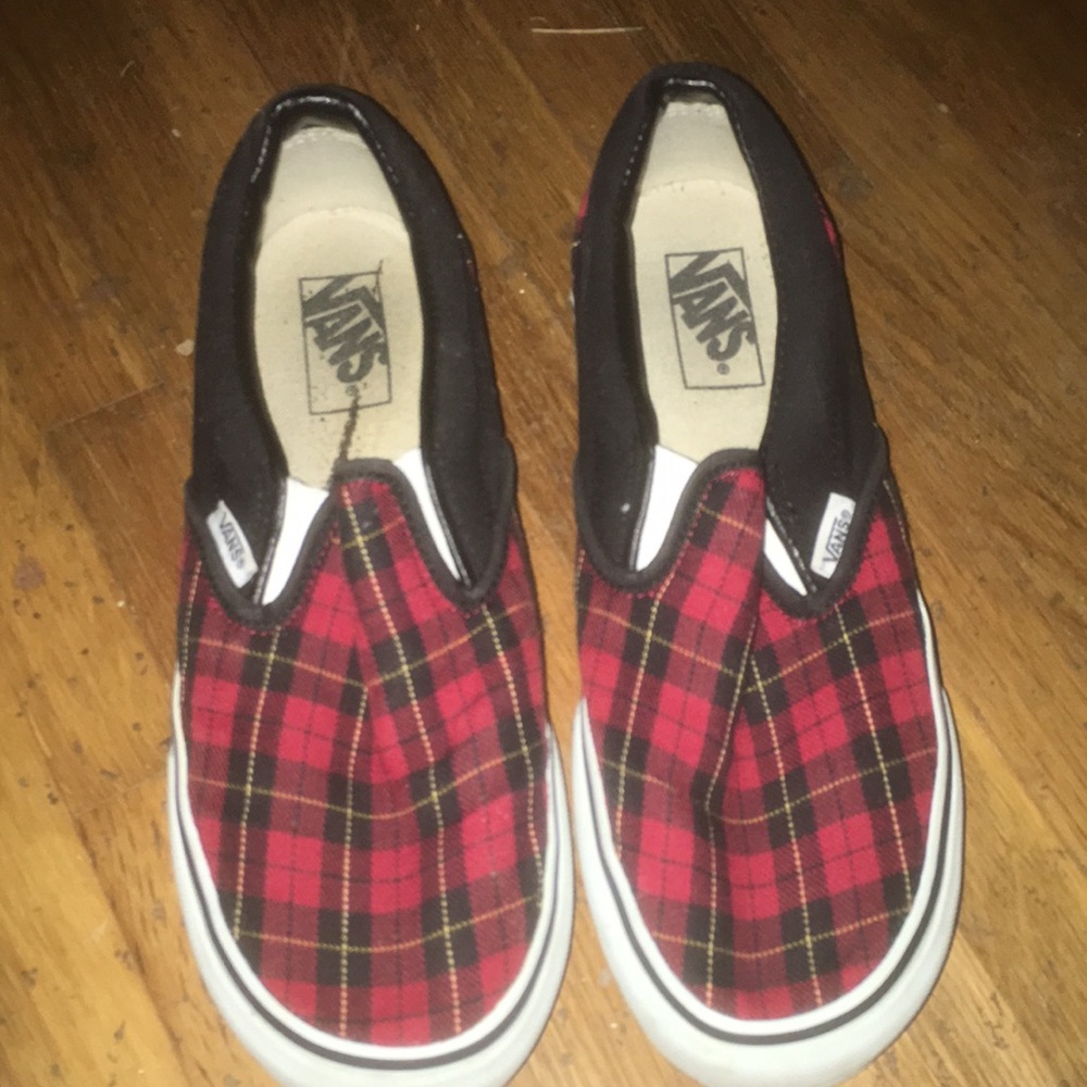 Vans Red Plaid Women's Slip-On Shoes
